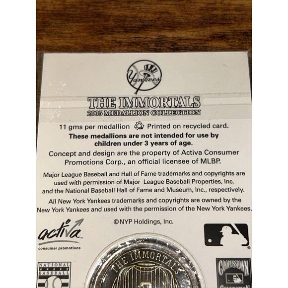 Babe Ruth The Immortals 2005 Medallion Baseball Hall Of Fame HOF NY Yankees - Picture 6 of 9